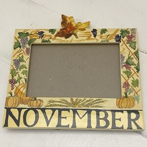 Vtg Exposures Hand Painted "November" Months of the Year 4X6 Picture Frame